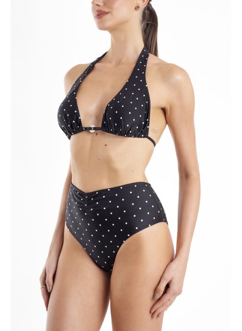 TOP FRENTE ÚNICA E CALCINHA HOT PANT ESTAMPA POÁ SILVIA SCHAEFER